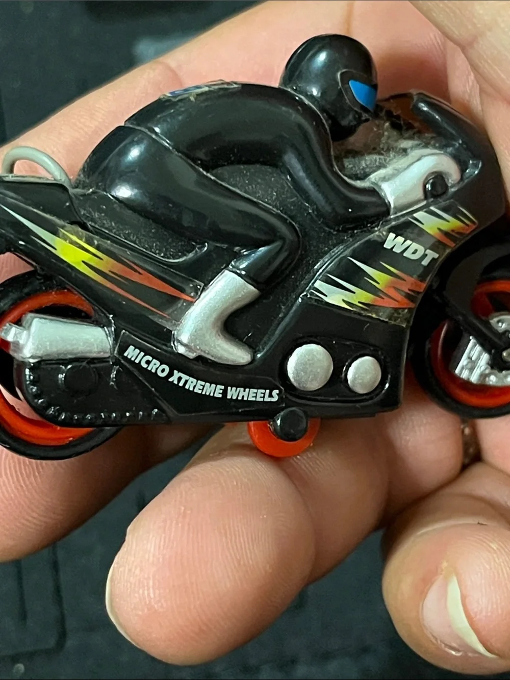 Black Rechargeable Toy Motorcycle with Rider - Unbranded
